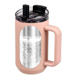 40oz Insulated Tumbler with 2-in-1 Lid and Straw, Bottom Detachable 2-in-1 Tumbler with Handle Stainless Steel Water Bottle Reusable Coffee Tumbler Travel Mug Wide Mouth Thermal Cup (Pink)