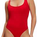 NANJI Sleeveless Bodysuit for Women - Slim Fit Scoop Neck Body Suit, Stretch Double Lined Tops, Casual Going Out Outfits (XXL, Equestrian Red) (Red, XXL)