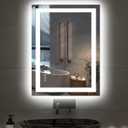 Amorho 24"X32" LED Bathroom Mirror with Lights, Front Lit and Backlight, Stepless Dimmable, Anti-Fog, Shatter-Proof Tempered Glass, Memory, 3 Colors Lighting Bathroom Mirrors for Vanity