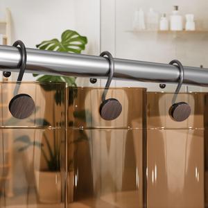 AmazerBath Shower Curtain Hooks Bronze Shower Curtain Rings Heavy Modern Decorative Shower Curtain Hooks Rust Proof Smooth Glide Shower Hooks for Shower Curtain Liner Shower Rod Hook,12 Pcs