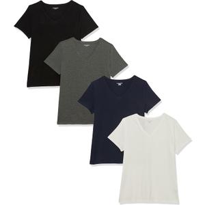 Amazon Essentials Women's Regular-Fit Short-Sleeve T-Shirt (Crewneck and V-Neck Options), Multipacks (S)