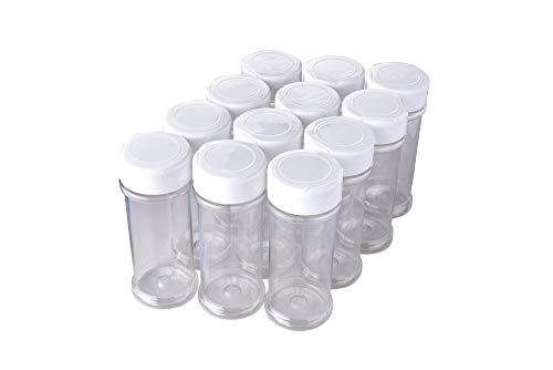11 Pack of 6 Oz. Empty Clear Plastic Spice Bottles with White Sprinkle Top Lids For Storing and Dispensing Salt, Sweeteners and Spices - Food-Grade Spice Jars for Kitchen and Home Spice Organization