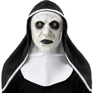 Spooktacular Creations Halloween Scary Nun Mask, Creepy Latex Monster Face Mask with Black White Hood for Adult Halloween Horror Cosplay Costume Accessories, Realistic Party Dress Up