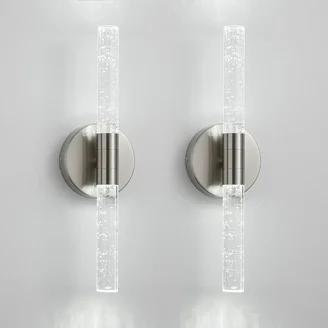 Cordless Rechargeable Crystal Wall Sconces Battery Operated Set of 2 | Crystal Wall Lights Battery Sconces Wall Decor Picture Light for Living Room Bathroom Bedroom (2 Pack, 15.5'')