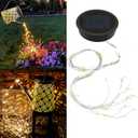 VOOKRY Watering Can Solar Lights Replacement Top - 1 Pack 3.6in Round Solar Panel with 3.5Ft 80 LED Flashing String Lights, Outdoor Waterproof Lantern Decorative Battery Box Replacement Accessories (Warm White)
