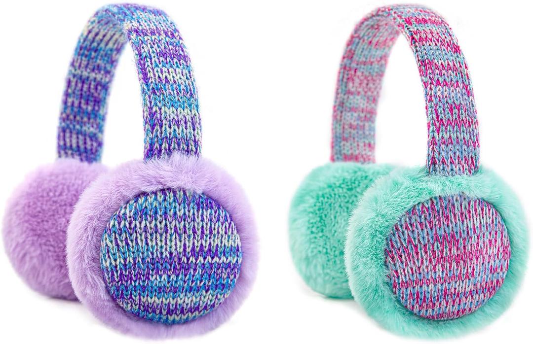 RAOEXI Winter Ear Muffs For Kids Warm Furry Knit Girls Earmuffs Boys Baby Plush Toddler Ear Warmers Outdoor Ear Covers