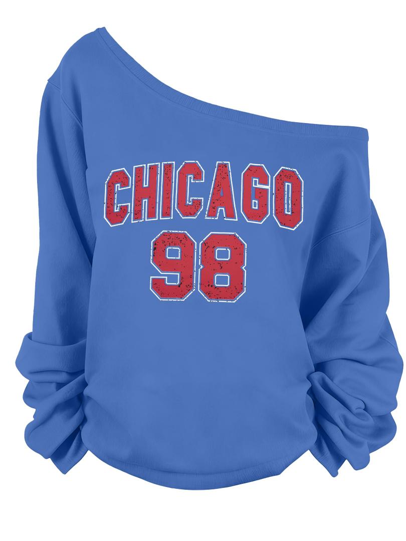 LXLFASHGL Women's Off The Shoulder Sweatshirts Tops Oversized Sweatshirt Streetwear Y2K Jersey Number Graphic Long Sleeve, XL