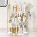 Bathroom Counter Organizer with Hair Dryer Holder and Toothbrush Holder, Acrylic Vanity Tray for Skincare, Perfume, Makeup Storage on Countertop ＆ Dresser (Clear, 3-Tier)