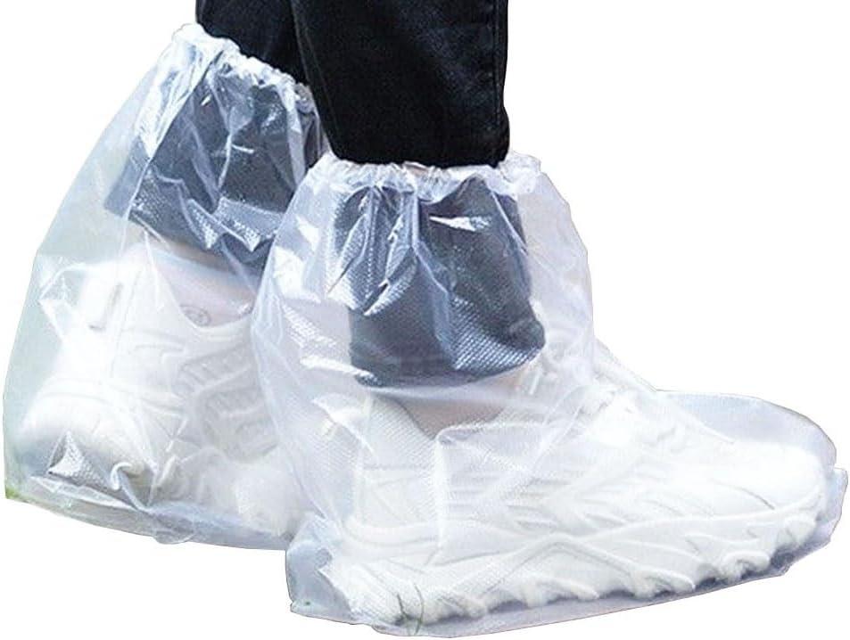 10 Pairs Waterproof Boot Covers for Rain Disposable Plastic Rain Shoe Covers NonSlip Indoor Outdoor Rain Cover for Shoes,Plastic Overshoes for Men Women Water Proof Boot Protector – Clear XL
