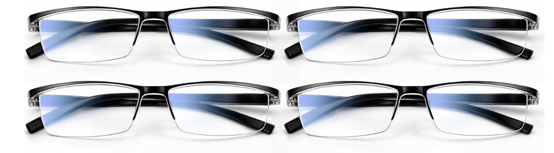 Gaoye 2.0x Executive Style Reading Glasses Men Durable Readers with Blue Light Filtering Comfortable Fit with TR90 Frames, 4 pack