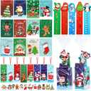 12 Set/384 Pcs Christmas Stationery Party Favors Bulk Christmas Classroom Gifts Include 6-in-1 Multicolor Ballpoint Pen Bookmarks Ruler Notebook for Stocking Stuffers Xmas Exchange Gift Prize