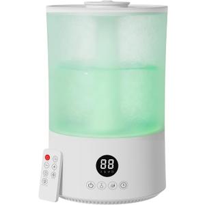 Humidifiers for Bedroom, 1Gal Top Fill Humidifier for Large Room, 250ml/h Cool Mist Output Humidificador, 24dB Quiet Air Humificador with Remote, Easy to Fill & Clean, fit Baby & Plants (White) (Medium)