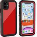 for iPhone 11 Waterproof Case with Screen Protector Full Body Protector Shockproof Dustproof Dirtproof Heavy Duty IP68 Waterproof Case for iPhone 11(6.1inch) (Red)