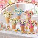 Cinnvoice 6 Pcs Wooden Centerpieces for Tables Baby Shower Decorations Tabletop Boxes Party Favor for Birthday Baby Shower Wedding Garden Tea Party (Ice Cream)