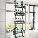 HapiRm 5 Tier Over the Door Shower Caddy, Hanging Shower Caddy with 28 Hooks and 2 Toothbrush Holders, No Drilling Adjustable Hanging Bathroom Organizer - Black