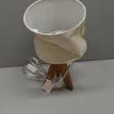 EDISHINE Tripod Table Lamp, Small Cute Bedside Lamp with Linen Beige Lampshade, Nightstand Lamp for Nursery, Bedroom, Kid Room, Living Room, Light Brown Wooden Base, E26 Socket, 14.2 Inch