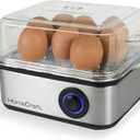 Nostalgia HomeCraft Premium Stainless Steel 8 Capacity Electric Large Hard-Boiled Egg Cooker Poached, Scrambled, Omelets, Whites, Sandwiches, for Keto & Low-Carb Diets, Vegetable Steamer, with Buzzer