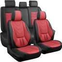 CAPITAUTO Car Seat Covers Full Set, Seat Covers for Car with Lumbar Support, Faux Leather Waterproof Seat Covers 5 Seats, Breathable Automotive Seat Covers Fit for Most Cars SUV Truck (Red & Black)