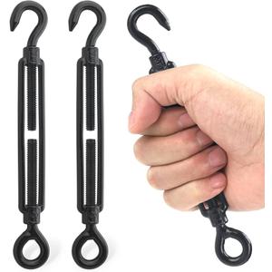 Moxweyeni 6 Pcs M8 Stainless Steel 304 Hook & Hook Turnbuckles Black Turnbuckle, 661 Lbs Working Load Limit, Double Hook Screws for Wire Rope Tension, Shade Sail Hardware, Sun Shade Tent Installation