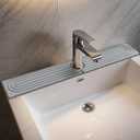 Faucet Mat for Kitchen Sink, Super Absorbent Faucet Splash Guard, Diatomite Stone Sink Tray, Kitchen Sink Splash Guard, Faucet Absorbent Mat for Bathroom Counter, Stone Drying Mat (23.6" x 3.9", Gray)