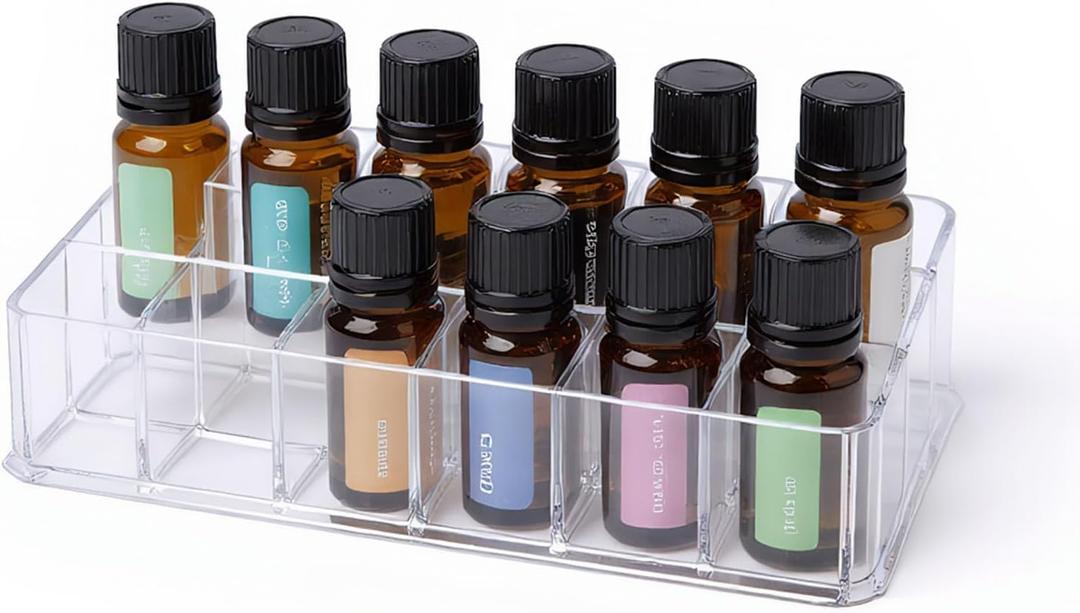 Essential Oil Organizer Holder, 12Slots Essential Oil Storage Display, For Essential Oils Rollers Holder,Lipstick Storage Rack,Nail Polish Rack Display,Perfume Collection