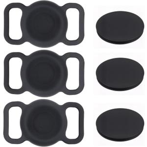 Waterproof Airtag Holder for Dog Collar, 3 Pack Silicone Soft Full-Body Covered Anti-Lost Protective Dog Collar with Airtag Holder, Lightweight Airtag Case Fits <1" Width Collar