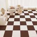 24 * 24in Peel and Stick Carpet Tiles, Self Adhesive Floor Squares with Extra Soft Pad, Easy Installation for Bedroom, Living Room, Office, Rental (10, Brown)