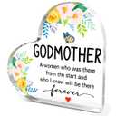 2 x Godmother Plaque Gift,Mother's Day Godmother Gifts,Godmother Gifts for Birthday Christmas,Godmom Acrylic Heart Plaque L721