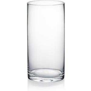 WGVI Quality Thick Weighted Clear Cylinder Glass Vases, 4" W x 8" H, Flower Arrangement Floating Candle Holders Wedding Centerpieces Terrarium Planter Floral Pen Brush Storage Container, 1 Piece (4"x8"H)