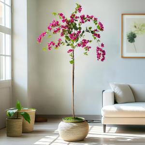6FT Artificial Bougainvillea Tree Artificial Tree Tall Potted Fake Bougainvillea Trees for Outdoor Indoor Lifelike Potted Faux Plants with Wood Trunk and Flowers Office Wedding Home Decor (Rose Hanging)