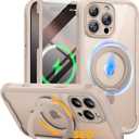 Miracase for iPhone 16 Pro Max Case with 360 Magnetic Ring Stand [Compatible with Magsafe] Full-Body Drop Proof Bumper Phone Case with Built-in 9H Tempered Glass Screen Protector,Desert