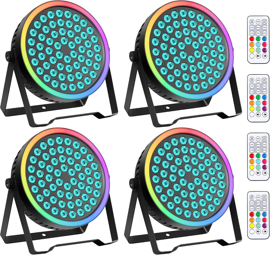 Sklydron DJ Par Lights 4Pack 90W 60LEDs RGB Halo Strip