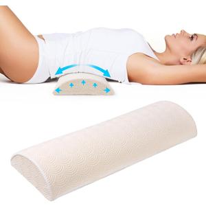 Cozyhealth - 3.15"H*23.6"L - Soft Lumbar Pillow for Sleeping, Memory Foam Back Lumbar Support Cushion for Lower Back Pain Relief Bed Waist Sleep Support Pillow for Side, Back Sleepers (White, Large)