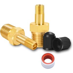 GODESON 1/4" NPT Tank Valve, Anti-Corrosion Brass Schrader Valve with 1/4" Male NPT,Using with Air Compressor Tanks with Sealing Caps (Pack of 2)