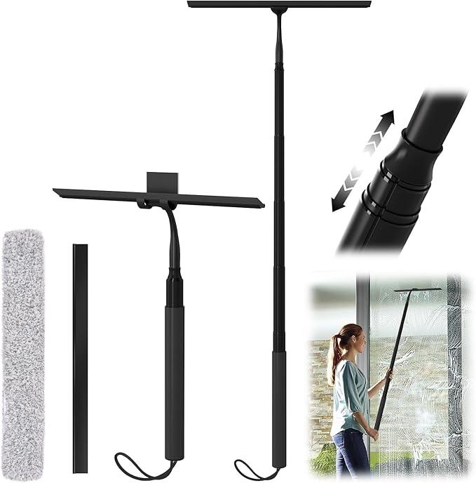 Shower Squeegee for Glass Doors, 15-51" Telescopic Shower Squeegee with Long Handle, Squeegee for Window Cleaning, Extendable Window Cleaner Tool for Tile Walls, Sliding Door, Floor, Car Windshield-BK
Visit the Rakovar Store