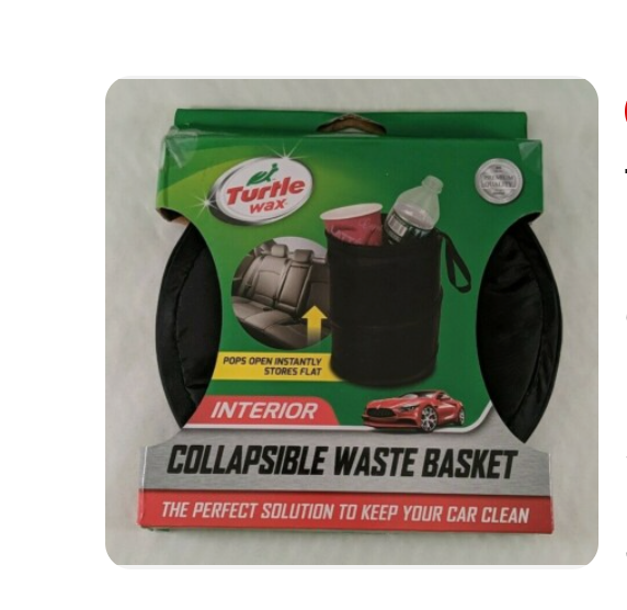 Turtle Wax TRASH BIN WASTE BASKET Collapsible Black Pop Up Design Easy Storage
