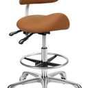 Saddle Stool Chair with Backrest and Footrest- Ergonomic Rolling Saddle Stools Hydraulic Swivel Adjustable Stool Esthetician Chair for Massage Beauty Salon Tattoo Dentist Clinic Home Office (Camel)