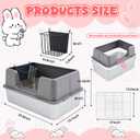 Zonon Extra Large Rabbit Litter Box, 23.6" L x 15.7" W x 12.4" H Stainless Steel Rabbit Litter Box with Lid, Hay Feeder with Hooks, Footed Metal Grid, Easy to Clean for Medium and Large Rabbits