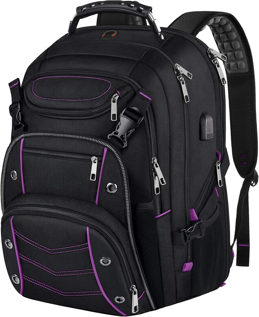 VECKUSON Unisex 18.4 Inch Laptop Backpack, Purple Rfid, For College Students And Adults