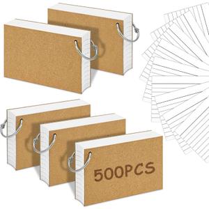 500PCS White Index Cards, 3x5 Inches Flash Cards with Ring, Lined on Both Side Notecards Ruled Study Card Flashcards Heavy Note Cards for Studying, Learning, School, College