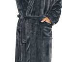 U2SKIIN Mens Hooded Robe, Plush Robes for Men Long Fleece Bathrobe (Large-X-Large)
