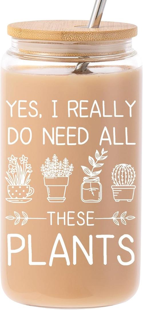 Plant Gifts for Women - Christmas Gifts for Plant Lovers - Cool Crazy Gardening Gift Mothers Day Valentines for Gardener Mom Wife - 16 OZ Glass Cup