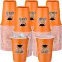 Ziliny 100 Pack Graduation Decorations 2026 16 oz Graduation Plastic Cups Congrats Grad Disposable Drinkware for Class of 2026 Grad Festivities Essential Graduate Party Favor Supplies (Orange)