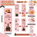 160 Pcs Pink Halloween Pens Bulk Pink Spooky Cartoon Ghost Pumpkin Ballpoint Pens with 80 Pcs Greeting Cards for Halloween Party Supplies Rewards Gifts Home Office