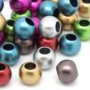 Multicolor Matte Metallic Acrylic Large Hole Beads 12mm with 5.7mm Hole, 400 Count