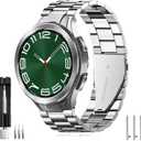 Compatible with Samsung Galaxy Watch 6 Classic Bands 47/43/44/40mm, Business Solid Stainless Steel Band for Watch 7 40/44mm,4 5 Pro 45/40/44mm No Gap Band