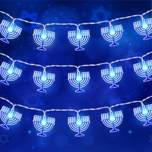 Tifeson Hanukkah Lights Decorations, 10Ft 20 LED Chanukah Menorah String Light with Timer Battery Operated for Hanukkah Jewish Indoor Party Home Decor