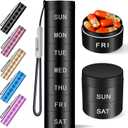 Aluminium Travel Pill Organizer,Weekly Metal Pill Case,Pill Holder, Moisture Proof Waterproof Daily Pill Box 7 Day, Large Pill Container to Hold Vitamins,Medication,SupplementsBlack