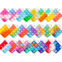 100 Pack Square Pop Fidget Keychain Pop Fidget Toys Bulk Party Favors for Kids 4-8,8-12 Years, Goodies Bag Stuffers Bulk, Gift for Kids, Boys, Girls