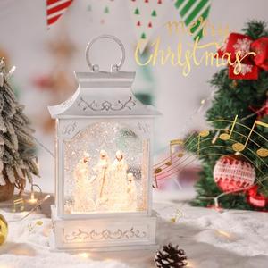 Christmas Lantern Nativity Snow Globe - Nativity Snow Globes Collectibles Musical Lighted Christmas Snow Globe Lantern Swirling Glitter Water Singing Xmas Decor White